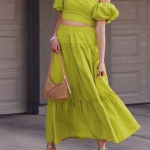 Abercrombie Poplin Tiered Maxi Skirt